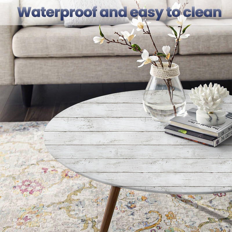Decoroom Shiplap Peel and Stick Wallpaper 17.71" X 118" - Wood Contact Paper White Wood Plank Self-Adhesive Removable Vinyl Wrap Wall Paper for Countertops Furniture Wall Covering Home Decoration - Image 4